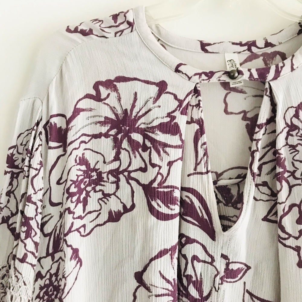 Free People | Lost In You Tunic Dress Floral Size XS Gray Tree Swing Keyhole - Picture 5 of 9